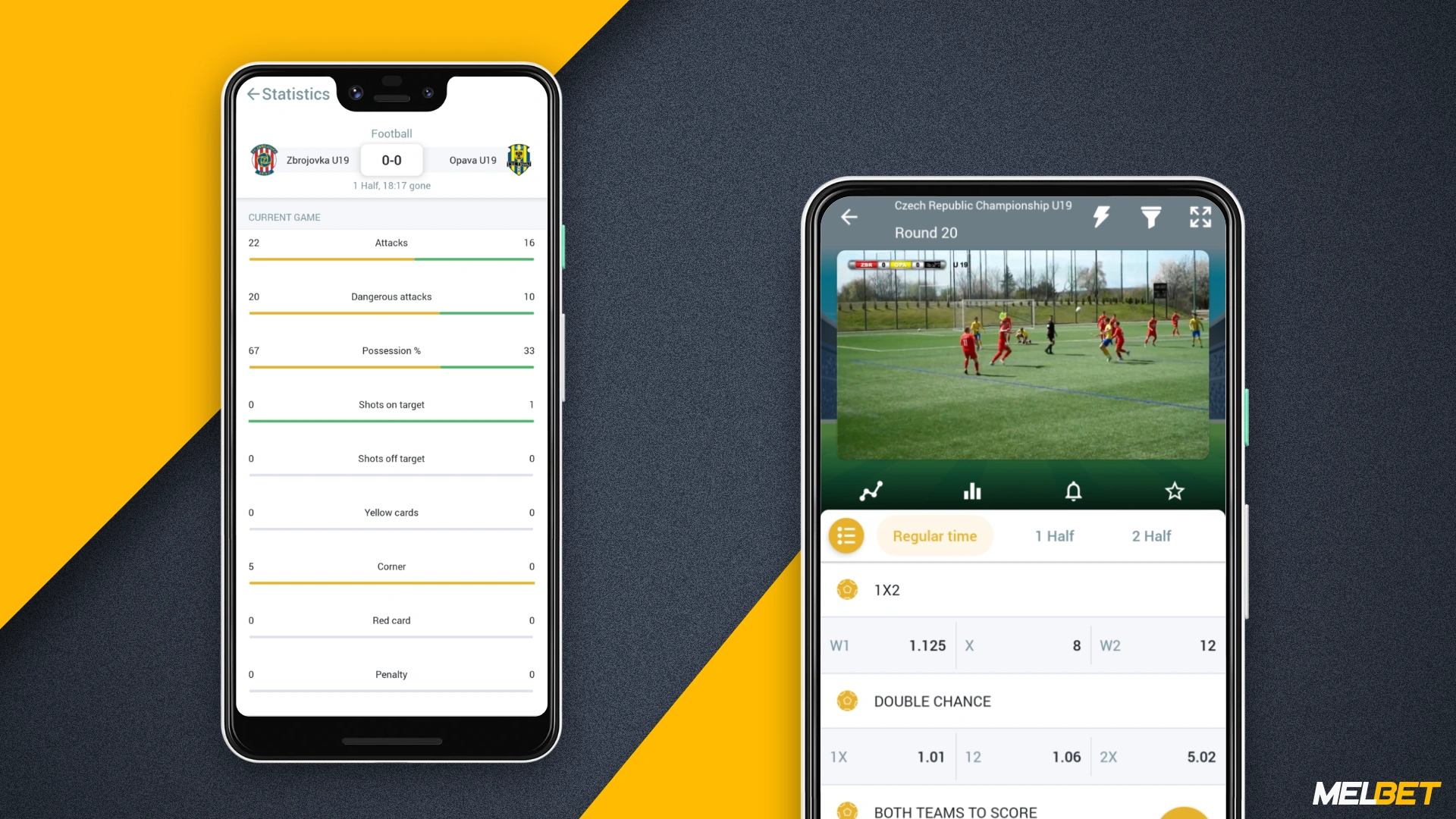 In addition to a wide range of betting options in the Melbet app, other useful functions are also available to the user, including match statistics, online broadcasting and more