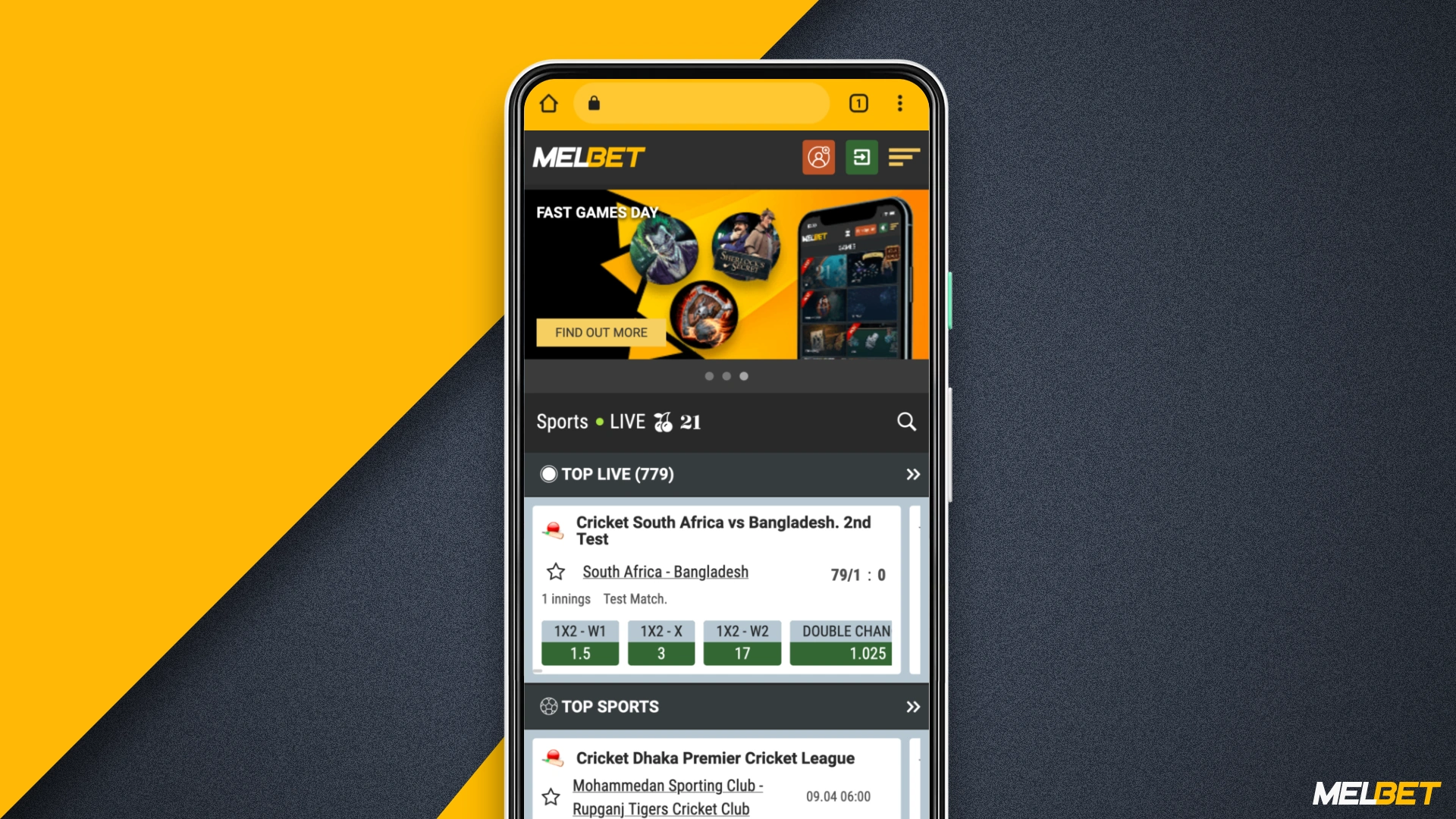 The mobile version of Melbet is not much different from the app, so if for some reason you do not want to install an app, but want to bet on sports from smartphone - use the mobile version