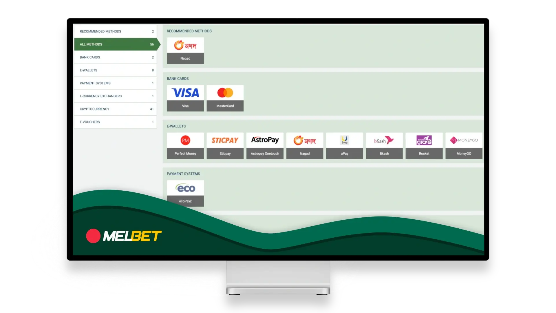 Available deposit and withdrawal options at Melbet website and app in Bangladesh