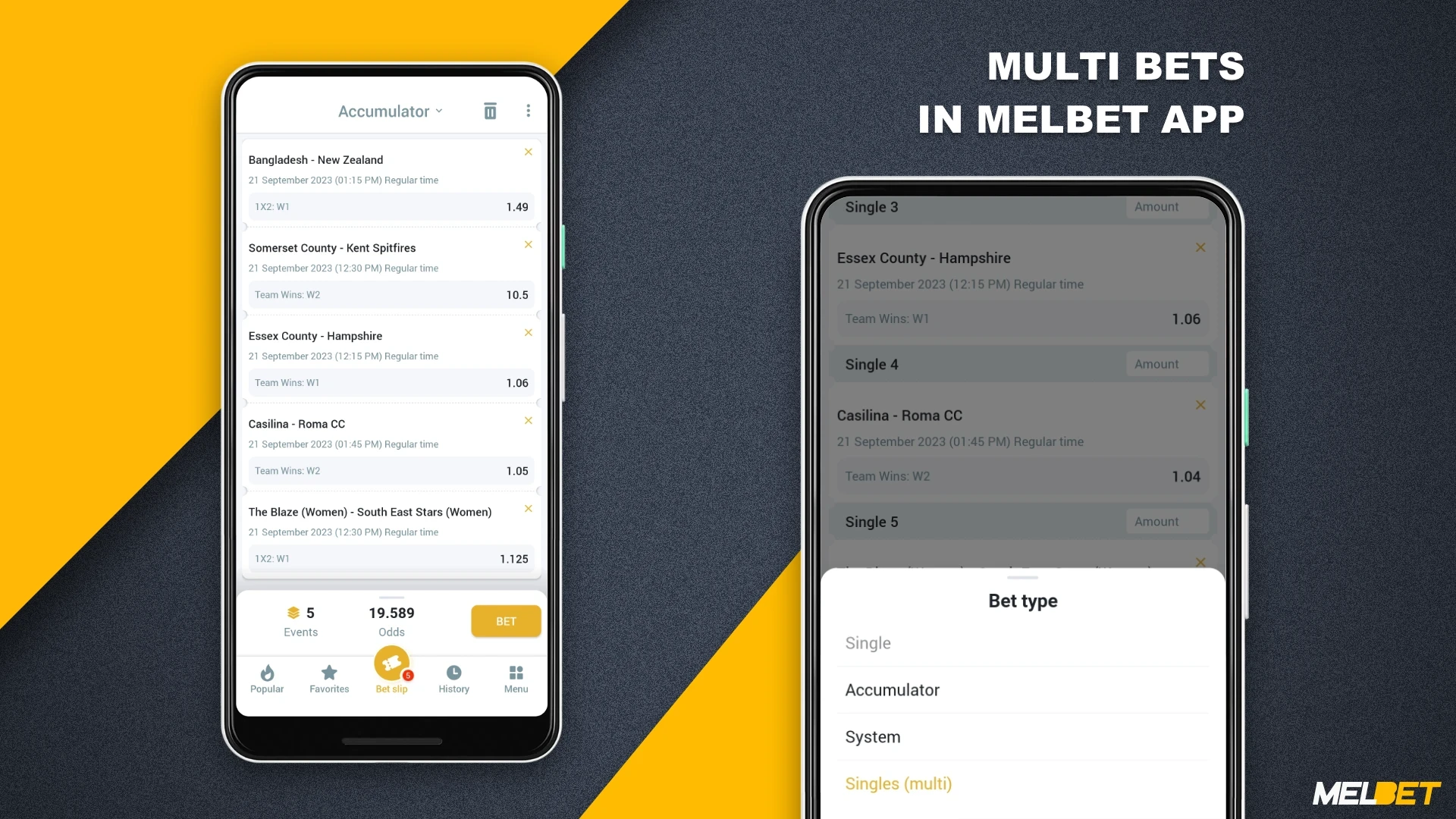 Melbet app users have access to multi-bets